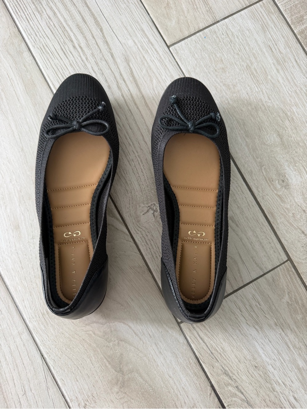 Black Knit Ballet Flats with Bow